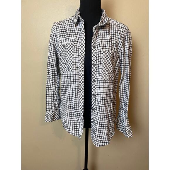 Lucky Brand black and white flannel medium button up blouse - Picture 1 of 3